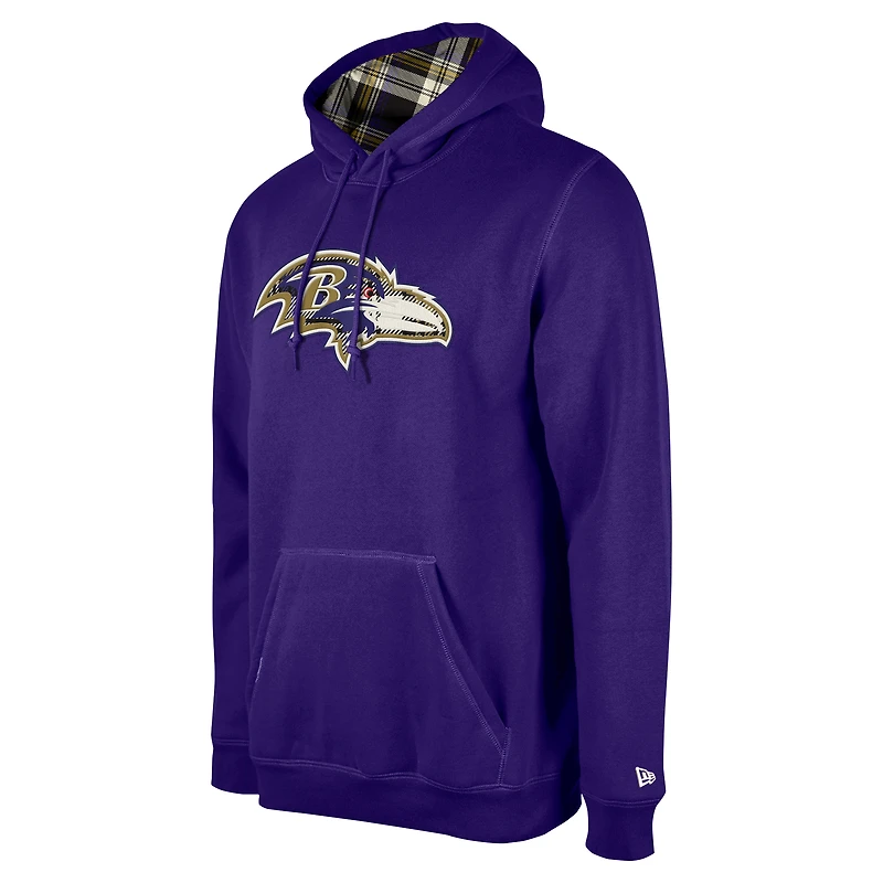 Sweat à capuche carreaux Baltimore Ravens 3rd Down violet New Era pour homme