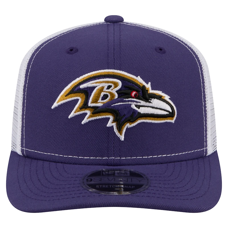 Casquette trucker ajustable New Era violette Baltimore Ravens 9SEVENTY pour homme