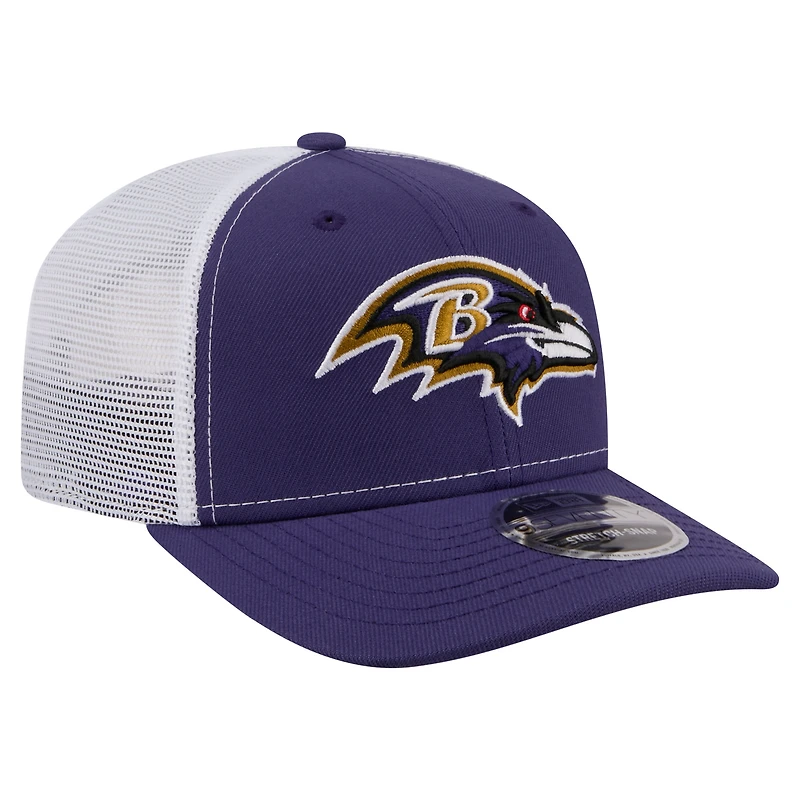 Casquette trucker ajustable New Era violette Baltimore Ravens 9SEVENTY pour homme