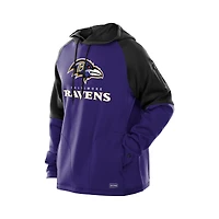 Sweat à capuche raglan violet blocs de couleurs authentiques des Baltimore Ravens New Era pour homme
