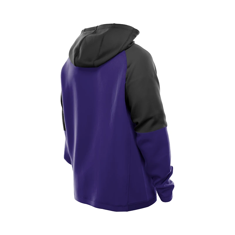Sweat à capuche raglan violet blocs de couleurs authentiques des Baltimore Ravens New Era pour homme