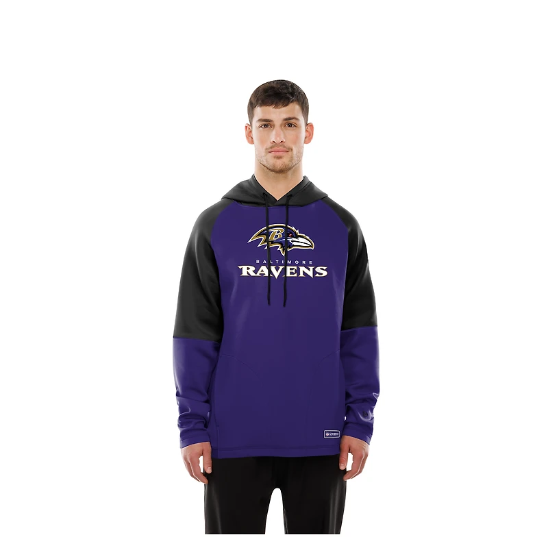 Sweat à capuche raglan violet blocs de couleurs authentiques des Baltimore Ravens New Era pour homme