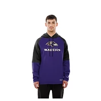 Sweat à capuche raglan violet blocs de couleurs authentiques des Baltimore Ravens New Era pour homme