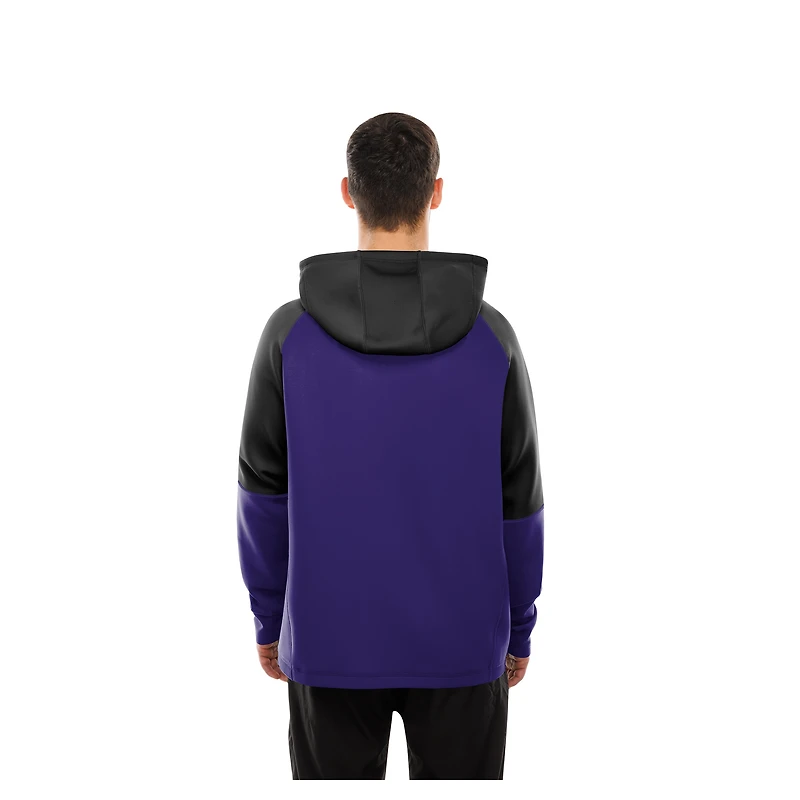 Sweat à capuche raglan violet blocs de couleurs authentiques des Baltimore Ravens New Era pour homme