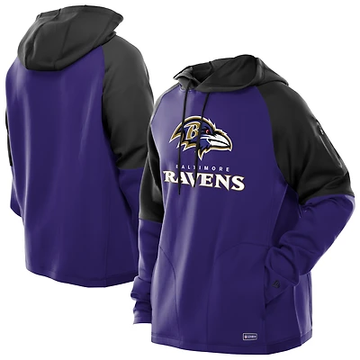 Men's New Era  Purple Baltimore Ravens Combine Authentic Color Block Raglan Pullover Hoodie