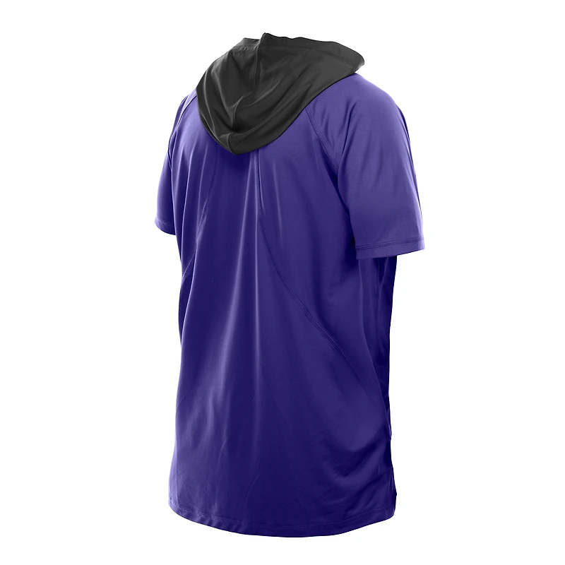 Men's New Era  Purple Baltimore Ravens Combine Authentic Hooded Raglan Short-Sleeve T-Shirt