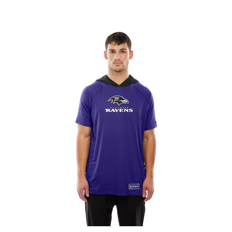 Men's New Era  Purple Baltimore Ravens Combine Authentic Hooded Raglan Short-Sleeve T-Shirt