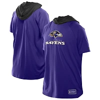 T-shirt à capuche et manches courtes raglan violet pour homme New Era des Baltimore Ravens Combine Authentic