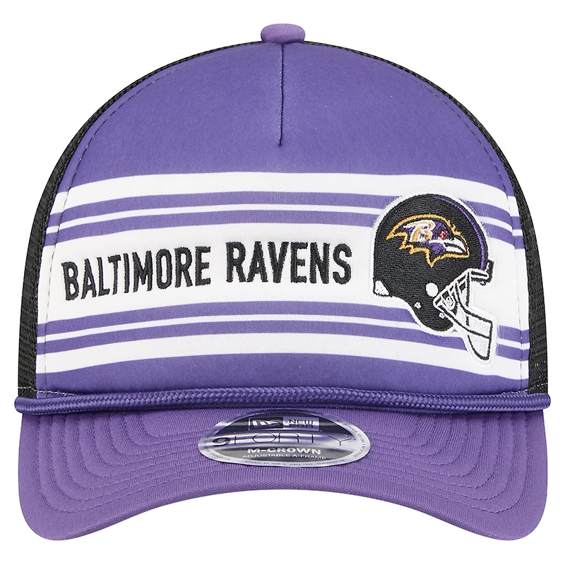 Casquette ajustable New Era violette Baltimore Ravens Linear A-Frame 9FORTY pour homme