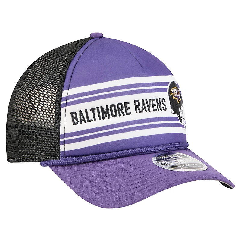Casquette ajustable New Era violette Baltimore Ravens Linear A-Frame 9FORTY pour homme