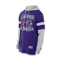 T-shirt à capuche manches longues et superpositions violet Baltimore Ravens de New Era pour homme
