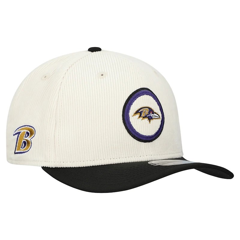 Men's New Era Stone Baltimore Ravens Loyal Corduroy 9SEVENTY Adjustable Hat