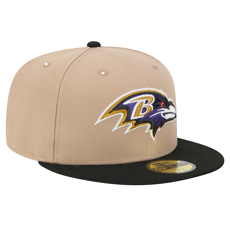 Men's New Era Tan Baltimore Ravens  Logo Main 59FIFTY Fitted Hat