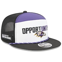 Men's New Era White/Black Baltimore Ravens 2025 Inspire Change Split Panel 9FIFTY Snapback Hat
