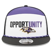 Men's New Era White/Black Baltimore Ravens 2025 Inspire Change Split Panel 9FIFTY Snapback Hat