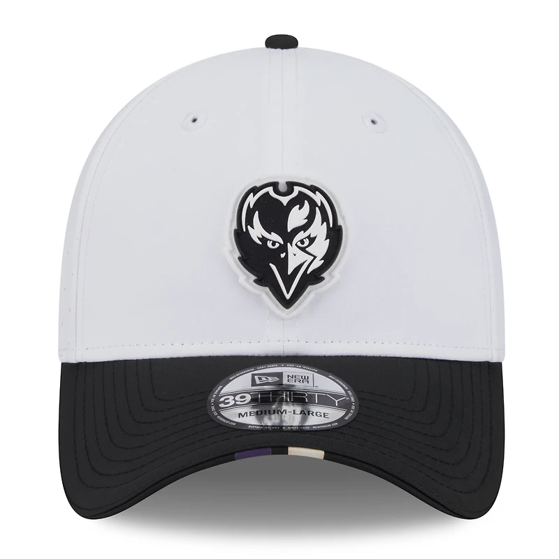 Casquette New Era 39THIRTY Flex blanche/noire pour homme