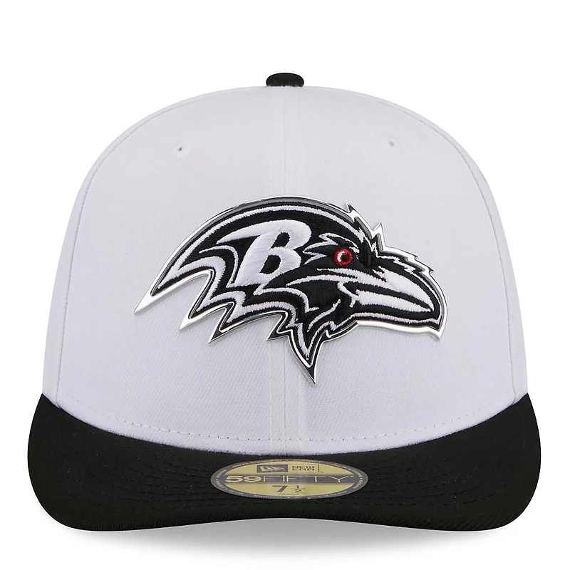 Men's New Era  White/Black Baltimore Ravens 2026 NFL Draft Pre-Curved 59FIFTY Fitted Hat