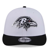 Casquette snapback New Era blanche et noire Baltimore Ravens 2026 NFL Draft 9FIFTY pré-courbée pour homme