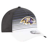 Casquette ajustable New Era 9FORTY M-Crown A-Frame blanche/noire pour homme, style aventure dégradé, des Ravens de Baltimore
