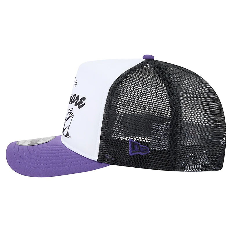 Men's New Era White/Purple Baltimore Ravens Foodie 9FIFTY A-Frame Trucker Snapback Hat