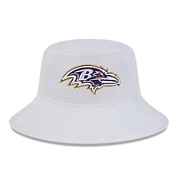 Men's New Era White Baltimore Ravens 2024 NFL Training Camp Stretch Bucket Hat