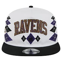 Men's New Era  White Baltimore Ravens Argyle 19TWENTY Adjustable Hat