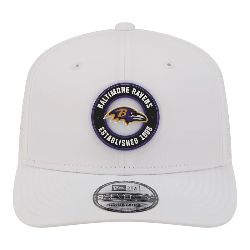 Men's New Era White Baltimore Ravens COOLERA 9SEVENTY Adjustable Hat