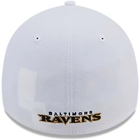Casquette flexible principale 39THIRTY des Ravens de Baltimore New Era pour hommes, blanche