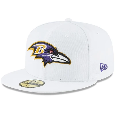 Casquette ajustée New Era Baltimore Ravens Omaha 59FIFTY blanche pour homme