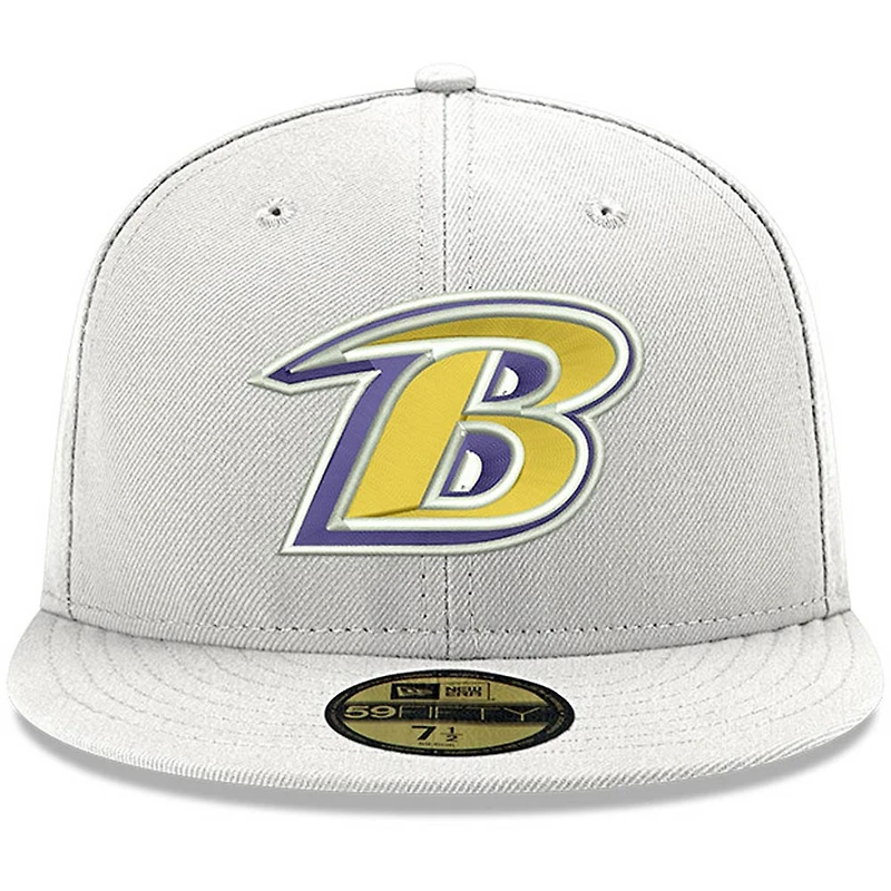 Men's New Era White Baltimore Ravens Omaha Lettermark 59FIFTY Fitted Hat