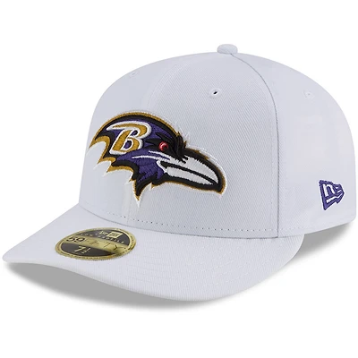 Casquette ajustée New Era blanche Baltimore Ravens Omaha à profil bas 59FIFTY pour homme