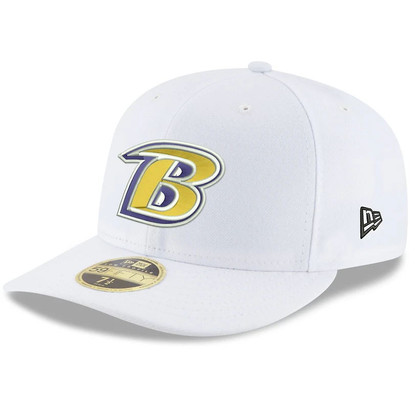 Men's New Era White Baltimore Ravens Omaha Low Profile 59FIFTY Fitted Hat