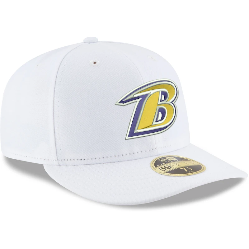 Men's New Era White Baltimore Ravens Omaha Low Profile 59FIFTY Fitted Hat