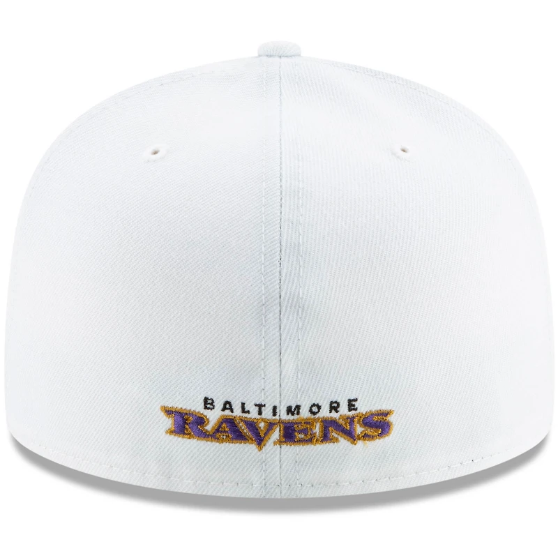 Men's New Era White Baltimore Ravens Shield Omaha 59FIFTY Fitted Hat