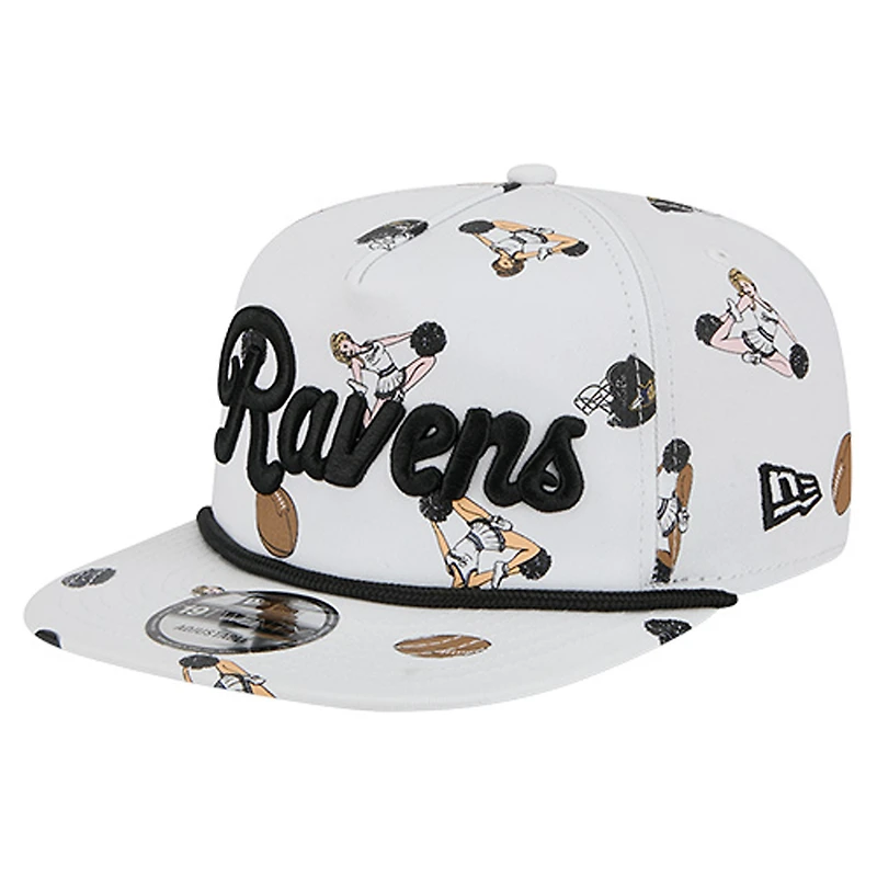 Casquette snapback New Era blanche pour homme, modèle 19TWENTY, aux couleurs des Ravens de Baltimore.