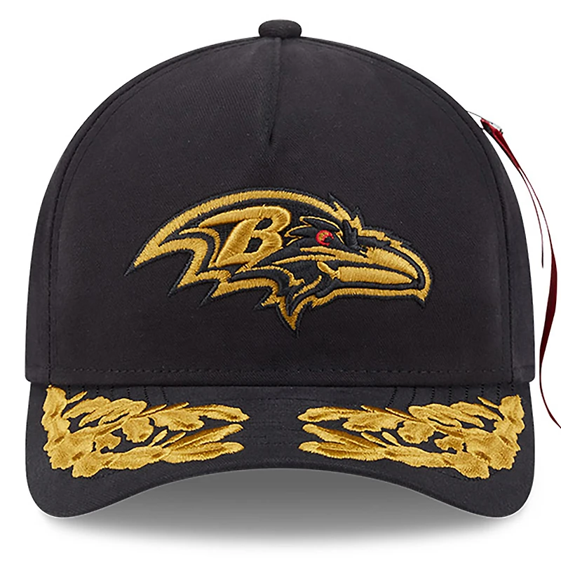 Men's New Era x Alpha Industries  Black Baltimore Ravens A-Frame 9FORTY Adjustable Hat