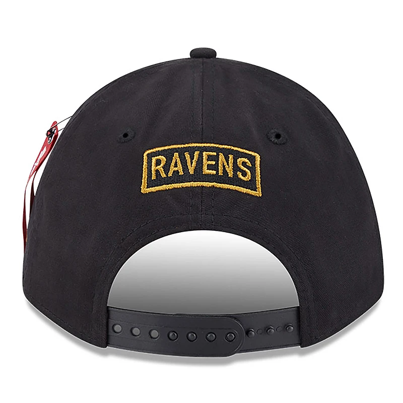 Casquette ajustable A-Frame 9FORTY noire des Baltimore Ravens de New Era x Alpha Industries pour homme
