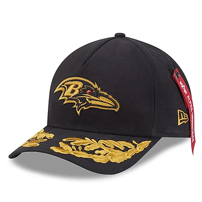 Men's New Era x Alpha Industries  Black Baltimore Ravens A-Frame 9FORTY Adjustable Hat