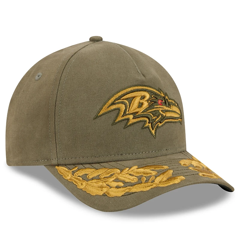 Men's New Era x Alpha Industries  Olive Baltimore Ravens A-Frame 9FORTY Adjustable Hat