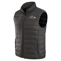 Gilet zippé pliable pour homme de la collection NFL x Darius Rucker par Fanatics, gris, des Baltimore Ravens, avec sac voyage