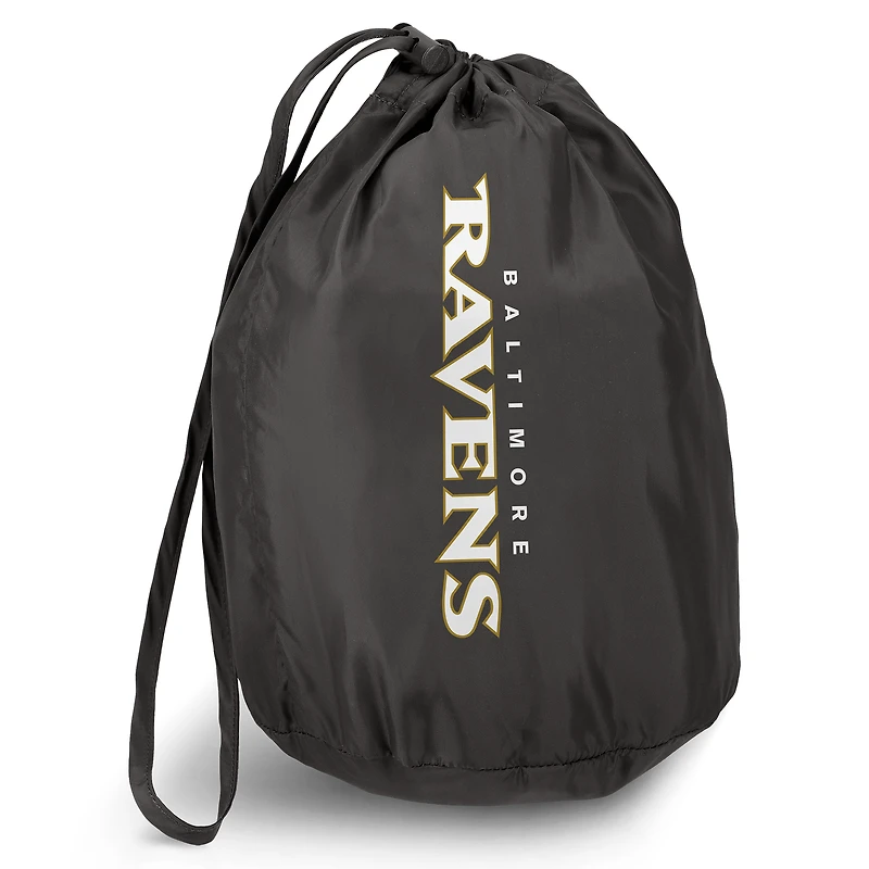 Gilet zippé pliable pour homme de la collection NFL x Darius Rucker par Fanatics, gris, des Baltimore Ravens, avec sac voyage