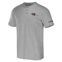 T-shirt Henley gris chiné pour homme de la collection NFL x Darius Rucker Fanatics Baltimore Ravens
