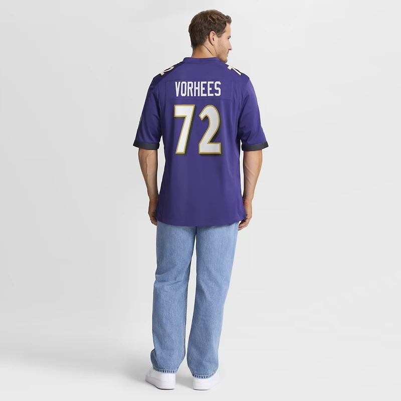 Men's Nike Andrew Vorhees Purple Baltimore Ravens Team Game Jersey