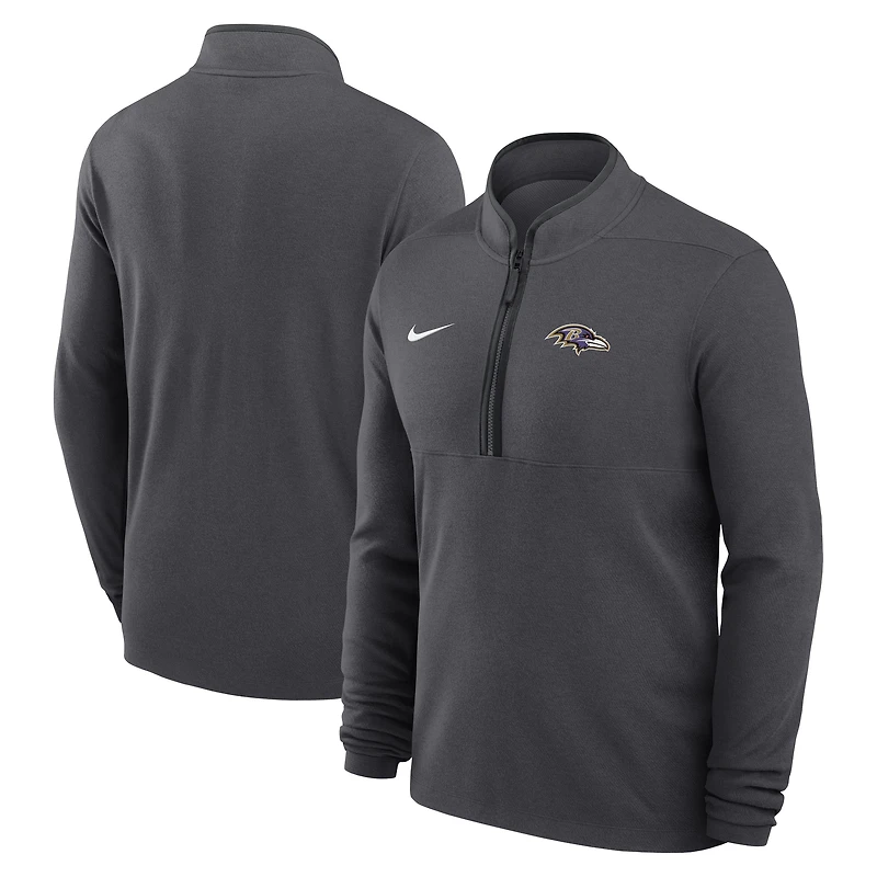 Pull Nike anthracite Baltimore Ravens léger Victory Dri-FIT à demi-zip pour homme