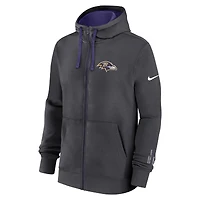 Men's Nike Anthracite Baltimore Ravens Primetime Club Full-Zip Hoodie