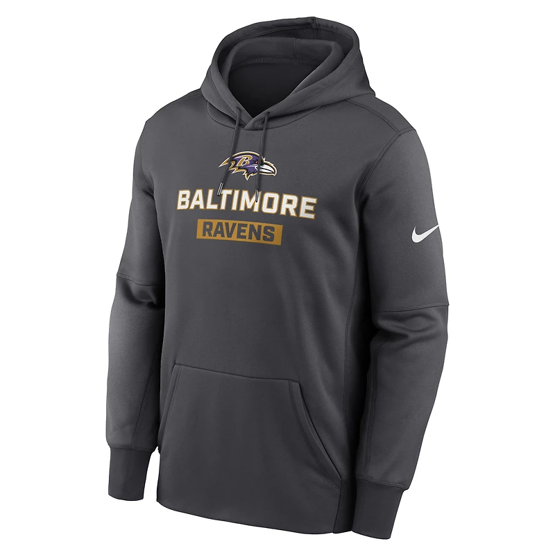 Men's Nike Anthracite Baltimore Ravens Toss Sweep Performance Pullover Hoodie