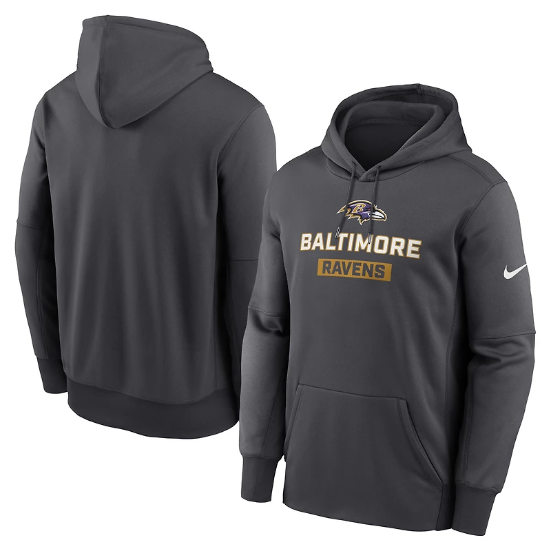 Sweat à capuche Nike Anthracite Baltimore Ravens Toss Sweep Performance pour homme