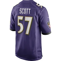 Maillot de joueur retraité Nike Bart Scott violet Baltimore Ravens Game pour homme