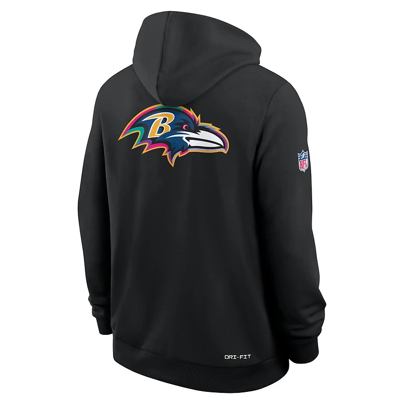 Sweat à capuche Nike noir pour homme Baltimore Ravens NFL Crucial Catch 2025 Sideline Dri-FIT
