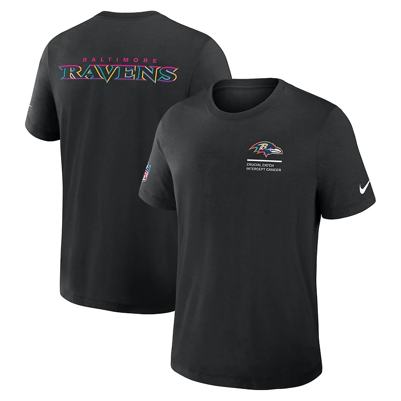 T-shirt Nike noir Baltimore Ravens 2025 Crucial Catch Tri-Blend Dri-FIT pour homme